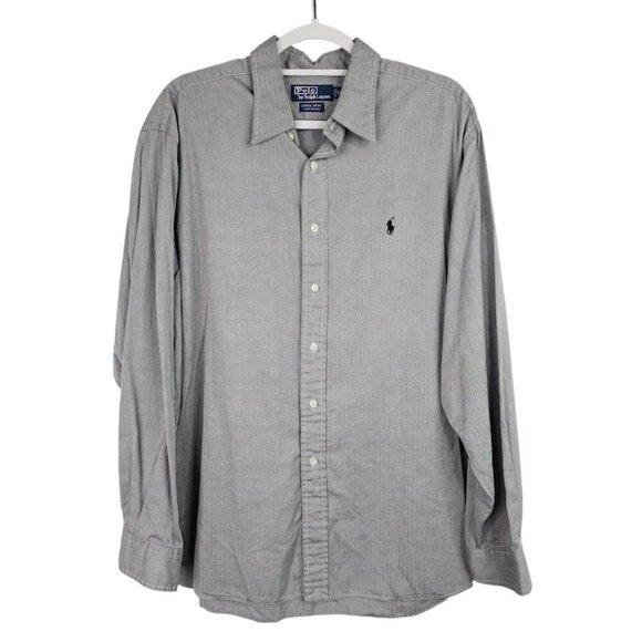 Men's POLO by RALPH LAUREN Lowell Sport Button Up Down Shirt STEEL GRAY size XL - Picture 1 of 6